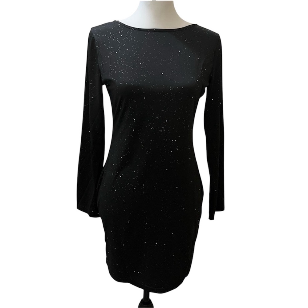 CBR, Black Low Back Silver Sparkling Dress, Size L